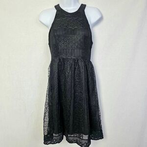 Vanity Black Lace Halter Fit & Flare Dress M